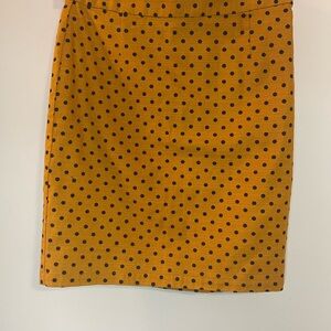 Unbranded Retro Polka Dot Mustard & Black Pencil Skirt Size Small